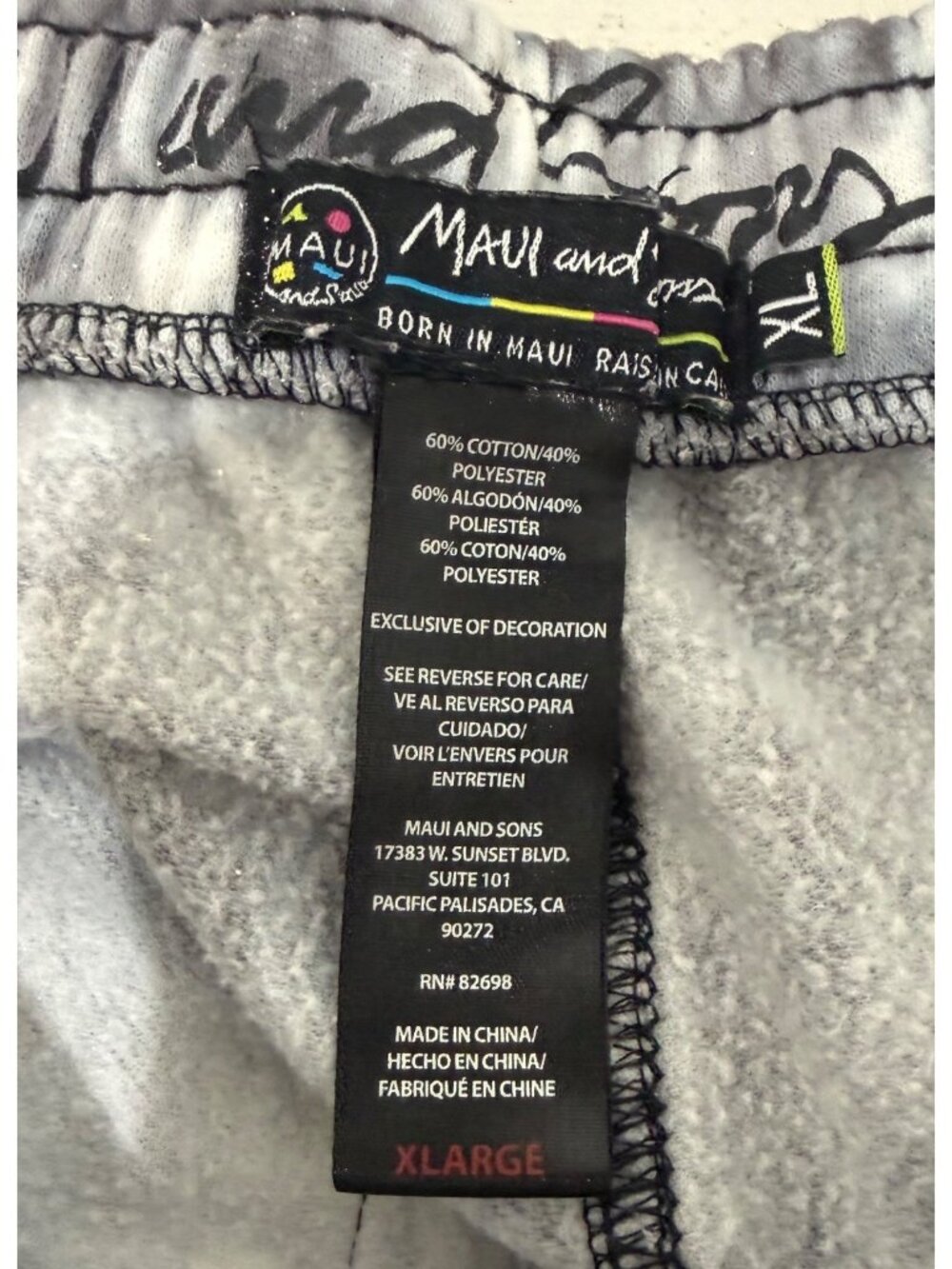 Maui And Sons Tie-Dye Jogger Sweatpants Black White Cotton Blend Drawstring XL - Picture 6 of 7